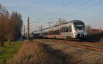 Ein RE von Magdeburg nach Leipzig, geführt von 1442 173, verkehrte am 04.12.16 auf dem Gegengleis durch Greppin Richtung Bitterfeld. 