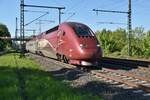 Als zweiter Thalys des Nachmittags kommt 4331 auch aus Duisburg über die Güterstrecke bei Lintorf durch gefahren auf seinem Weg nach Paris. 5.5.2018