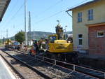 Neubau des Bahnsteigs 1 am 22.07.2020 in Jena-Göschwitz.