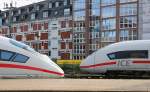 Nasenvergleich  zwischen ICE 3 und VelaroD. Aufgenommen am 14.07.2014 im Hauptbahnhof Köln.