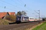 DB Fernverkehr 101 004  Bahn BKK  ist mit IC 2229 Kiel Hbf - Nürnberg Hbf am 28.03.17 zwischen Bohmte und Ostercappeln unterwegs.