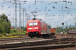 Nachschuss auf 101 054-5, welche am 18.06.2016 einen InterCity am Rangierbahnhof von Koblenz Lützel in Richtung Weißenthurm vorbei schob.