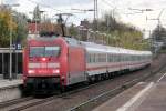 101 145-1 mit IC 132 nach Luxemburg bei der Einfahrt in Recklinghausen 3.11.2013