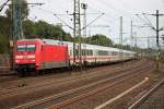 Einfahrt von 101 069-3 mit einem InterCity am 13.08.2014 in Hamburg Harburg.