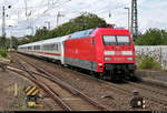 Nachschuss auf 101 067-7 mit Zuglok 101 059-4 als umgeleiteter IC 2294 (Linie 62) von Stuttgart Hbf nach Frankfurt(Main)Hbf, der den Bahnhof Ludwigsburg auf Gleis 1 durchfährt.