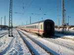 Am 02.Januar 2011 gab es wieder im IC 2213 Binz-Stuttgart Steuerwagenmangel.Hier verlie der Zug den Bahnhof Bergen/Rgen.