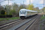 Am 17.04.2016 fährt dieser IC 2371 nach Karlsruhe Hauptbahnhof. Aufgenommen bei der Durchfahrt Bad Nauheim. Geschoben wurde die Zugfahrt von der BR 101 (101 042-0).
