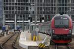 Die neue Railjetgarnitur stand am 08.03.09 zu Testfahrten in Mnchen Hbf bereit