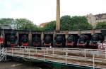 Alle ausgestellten Dampflokomotiven vom Halleschen Sommerfest auf einem Bild.