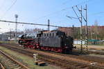 01 1519 der EFZ (Eisenbahnfreunde Zollernbahn), am 02.04.2016 im Sonderzugeinsatz für die Eisenbahnfreunde Glauchau und die PRESS, im Bahnhof Cheb (Eger) unterwegs ins Bw.