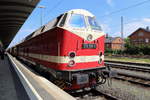 119 158 (Eisenbahnmuseum Nürnberg) am 22.06.2019 auf Sonderzzgfahrt für die Dampflokfreunde Berlin e.V. (Berlin macht Dampf) von Berlin nach Nürnberg, kurz nach Erreichen des Bahnhofes Bamberg.