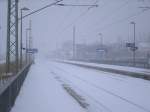Heftiger Schneefall,am 09.Dezember 2012,auf dem Bahnhof Bergen/Rgen.