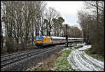 Am Stadtrand von Osnabrück ist hier die NS 193934 im Ortsteil Atter mit dem internationalen IC 148 am 15.01.2024 um 11.20 Uhr von Berlin nach Amsterdam unterwegs.