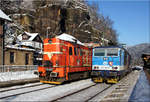 742 522 wird in Schöna von 371 001 überholt. Aufgenommen am 19.01.2017