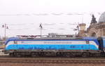 ČD 193 298  Fidorka  mit dem EC 379  Porta Bohemica  von Kiel Hbf nach Praha hl.n., am 22.02.2019 in Dresden Hbf.