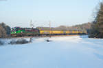 193 256 mit einem Altmann Autotransportzug bei Edlhausen Richtung Regensburg, 21.01.2017