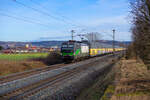 193 830 ELL/TXL mit einem ARS Altmann Autotransportzug bei Pölling Richtung Nürnberg, 04.02.2021