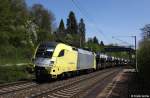 182 512-4 Dispolok ES 64 U2-012 vor Ganzzug Autotransport Richtung Wrzburg, KBS 805 Nrnberg - Wrzburg, fotografiert bei der Durchfahrt Puschendorf am 20.04.2011