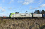 Captrain 185 649-1 kommend aus dem Hagenower Land bei wunderbarem Herbstwetter.