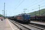 Bayernbahn 139 287-7 mit dem  Henkelzug  von Gunzenhausen nach Langenfeld (Rheinland), am 04.06.2023 in Gemünden (Main).