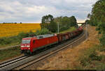 EZ mit 152 070-9 (Siemens ES64F) unterwegs an der Blockstelle Zscherben Richtung Halle (Saale).