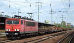 DB Cargo Deutschland AG mit Rpool 155 222-3 (9180 6 155 222-3 D-Rpool) und gemischtem Güterzug für Stahlprodukte (leer) am 10.09.18 Bf.