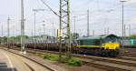 Die Class 66 RL001 von Captrain steht in Aachen-West mit einem Coilzug aus Bremen(D) nach Kinkempois(B) und wartet auf die Abfahrt nach Belgien.