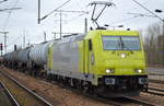 RHC 119 007-2 mit Kesselwagenzug (leer) Richtung Stendell am 24.01.18 Bf. Flughafen Berlin-Schönefeld.