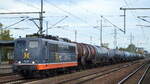 Hectorrail mit 162.006  Hauser  (91 80 6 151 066-8 D-HCTOR) und  einem Kesselwagenzug am 05.10.22 Durchfahrt Bahnhof Flughafen BER Terminal 5.