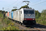 KLV-Zug (Mars Logistics) mit 186 909-4 und einer 185 ist unterwegs bei Metterzimmern (Bietigheim-Bissingen) Richtung Bietigheim-Bissingen.
Das Foto entstand hinter den Sträuchern.

🧰 Akiem S.A.S., laut Anschrift gehörig zur BLS Cargo AG (BLSC) und registriert in Italien
🚩 Bahnstrecke Bietigheim-Bissingen–Bruchsal (Westbahn (Württemberg) | KBS 770)
🕓 20.9.2020 | 14:57 Uhr