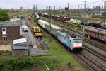 BLS Cargo 186 103 (91 80 6186 103-8 D-Rpool) mit einem Ambrogio-KLV Richtung Süden, am 04.04.2024 in Mannheim Rbf.