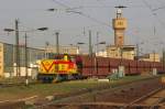 MEG 218 (92 80 1275 218-6 D-MEG) mit dem Leer-Kohlependel von Buna Werkbf nach Whlitz, in Merseburg; 21.04.2011