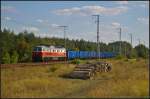 DBSRP 232 045-5 mit frisch lackierten Eaos-Wagen der PKP Cargo kam aus Briesen am 28.08.2014 durch die Berliner Wuhlheide nach B.-Moabit