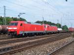 152 166-5 mit Taurus im Schlepptau bei Ausfahrt auf die Nrnberger Ringbahn Richtung Westen.