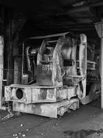   Ein in der Stahlindustrie verwendeter Schlackenwagen auf dem Museumsgelände der Henrichshütte.