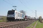 Mit dem DGS 47008 nach Lahr (Schwarzw.) war am 07.04.2017 die Rpool/BLSC 187 006-2 bei Hügelheim auf der KBS 703 in Richtung Norden unterwegs.