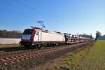 Beacon Rail 185 590-7 mit Autotransportwagen am 16.02.19 bei Bruchköbel (Main Kinzig Kreis)