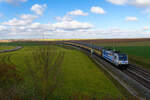 185 672 Railpool/RTB Cargo  Mosolf  mit einem ARS Altmann Autotransportzug bei Gollhofen Richtung Ansbach, 27.02.2021