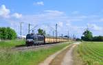 X4E-856(193 856)der PCT mit Auto-Leerwagenzug in Richtung Donauwörth.Herbertshofen 31.5.2014.