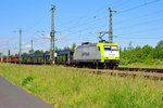 145 095-6 mit leeren Autowaggons in Leipzig-Engelsdorf.