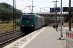 185 616-0 von Crossrail kommt mit einem MSC-Containerzug aus Antwerpen-Krommenhoek(B) nach Germersheim(D) und kommt aus Richtung Aachen-West,Aachen-Schanz,Aachen-Hbf,Aachen-Rothe-Erde,Eilendorf und fährt durch Stolberg-Hbf(Rheinland) in Richtung Eschweiler-Hbf,Langerwehe,Düren,Merzenich,Buir,Horrem,Kerpen-Köln-Ehrenfeld,Köln-West,Köln-Süd. Aufgenommen vom Bahnsteig 1 von Stolberg-Rheinland-Hbf. 
Bei Sommerwetter am Nachmittag vom 11.8.2018.