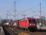 187 146 -6 mit einem gemischten Güterzug von Hamburg kommend bei Durchfahrt durch Schwarzenbek; 19.02.2019
