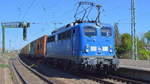 PRESS  140 047-9  (NVR-Nummer:  91 80 6140 801-2 D-PRESS ) für METRANS mit Containerzug am 22.04.20 Durchfahrt Bf. Magdeburg Neustadt.