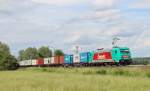 Am 13.Juni 2013 war Preussenbahn 185 612  EMONS  mit einem Containerzug auf der NSS bei Elze(Han) auf dem Weg Richtung Gttingen.