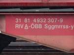 Die Wagennummer der 2-teiligen  Sggmrrss-y Einheit von ÖBB / Rail-Cargo Austria.