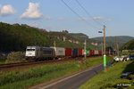 Containerzug mit Metrans 386 020 von CZ Richtung Hamburg. Am 10.05.2016 bei Krippen augenommen. 