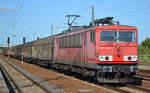 Rpool 155 128-2 mit gemischtem Güterzug am 21.08.18 Bf. Flughafen Berlin-Schönefeld.