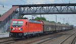 DB Cargo Deutschland AG mit  187 160  [NVR-Nummer: 91 80 6187 160-7 D-DB] und einem gemischten Güterzug am 06.06.19 Durchfahrt Bahnhof Saarmund.