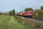 DB 187 151 mit einem gemischten Gterzug Richtung Fulda, am 28.10.2022 in Hauneck.