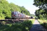 140 811 + 140 815 EBS mit Kesselwagen bei Erzhausen am Abend des 03.08.2018
